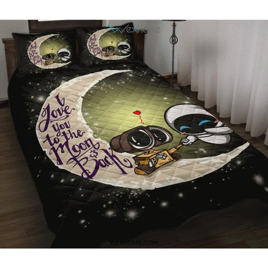 Wall E Couple To The Moon Quilt Bed Sets - Unique Design Amazing Gift