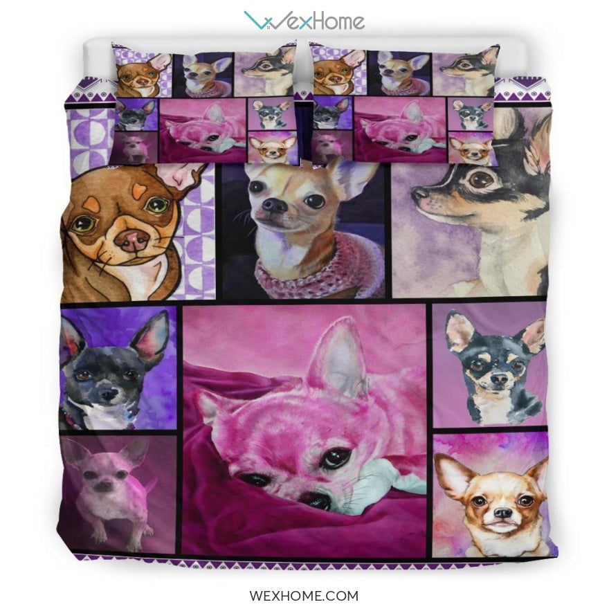 Quilt Chihuahua Bedding - Duvet Cover And Pillowcase Set - Unique Design Amazing Gift