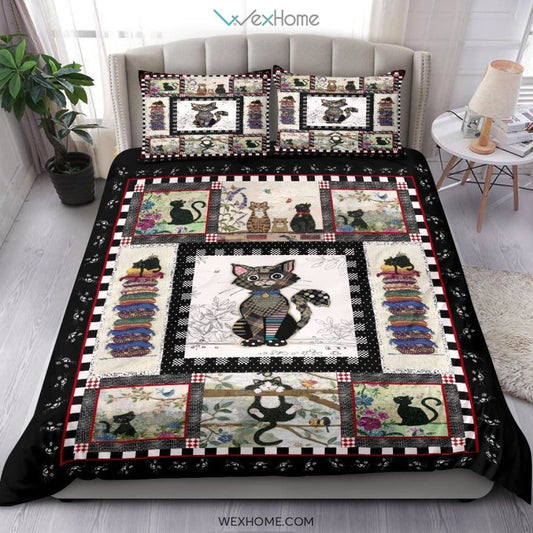 Cat Quilt Bedding - Duvet Cover And Pillowcase Set - Unique Design Amazing Gift