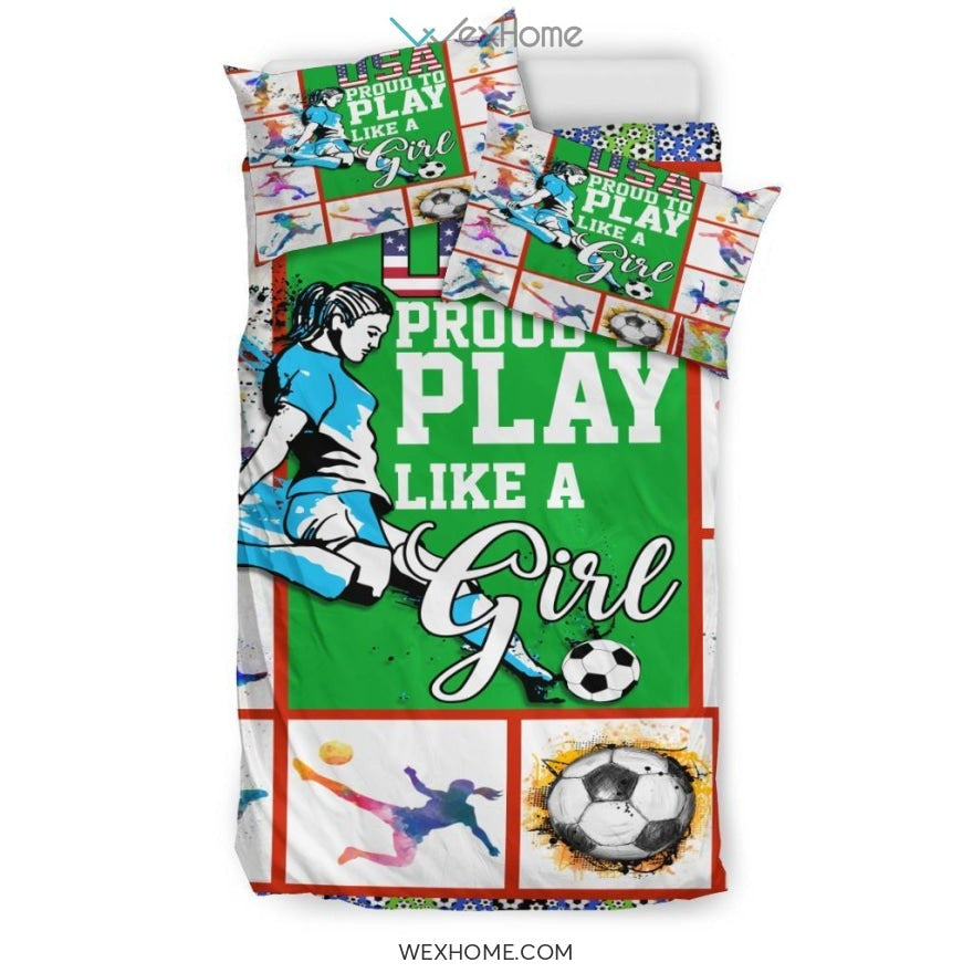 Football Soccer Women Quilt Bedding - Duvet Cover And Pillowcase Set - Unique Design Amazing Gift