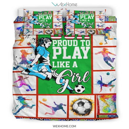 Football Soccer Women Quilt Bedding - Duvet Cover And Pillowcase Set - Unique Design Amazing Gift
