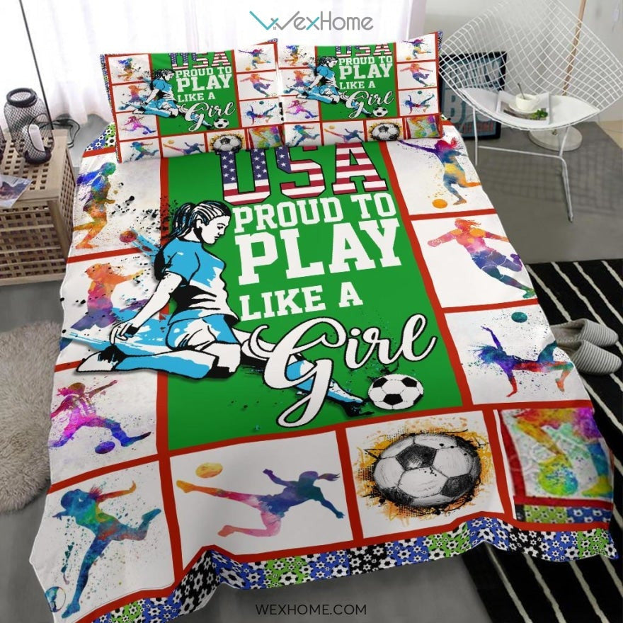 Football Soccer Women Quilt Bedding - Duvet Cover And Pillowcase Set - Unique Design Amazing Gift