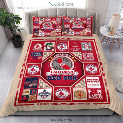 Quilt Red Sox Bedding - Duvet Cover And Pillowcase Set - Unique Design Amazing Gift