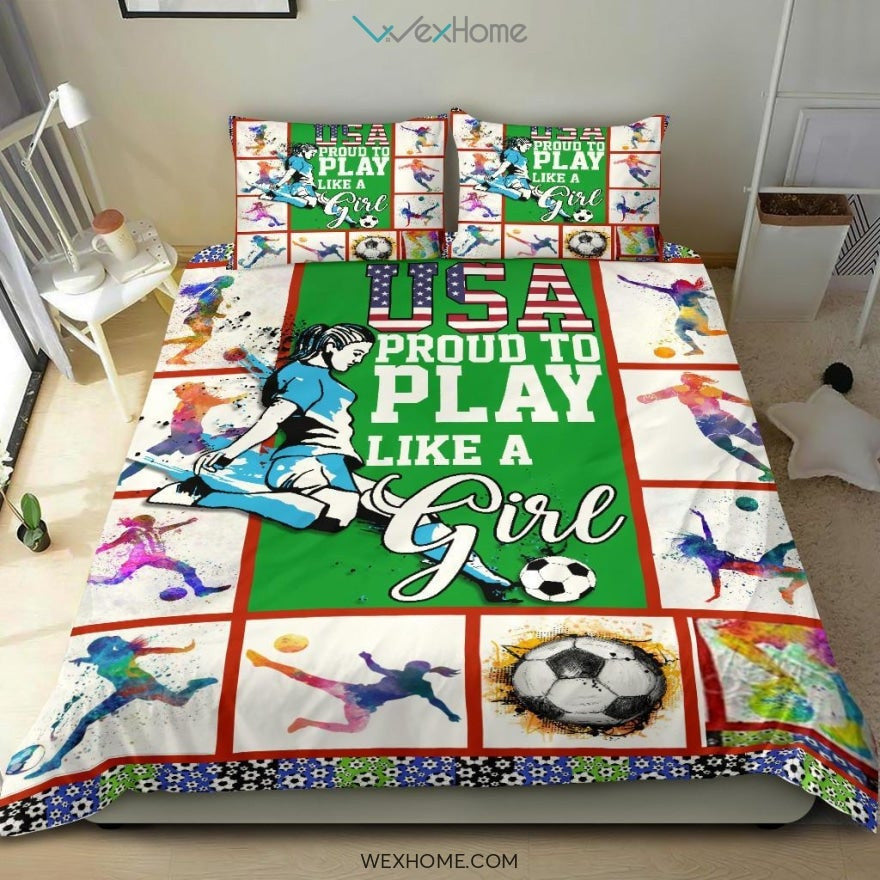 Football Soccer Women Quilt Bedding - Duvet Cover And Pillowcase Set - Unique Design Amazing Gift
