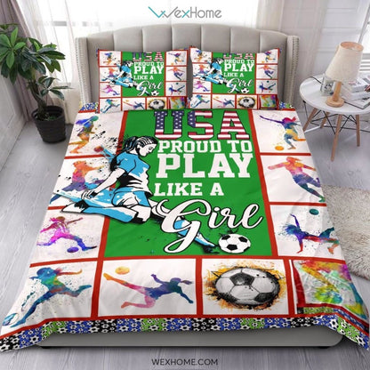 Football Soccer Women Quilt Bedding - Duvet Cover And Pillowcase Set - Unique Design Amazing Gift