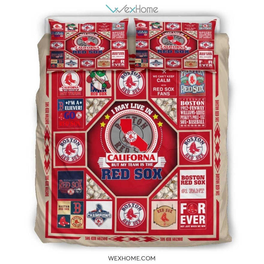 Quilt Red Sox Bedding - Duvet Cover And Pillowcase Set - Unique Design Amazing Gift