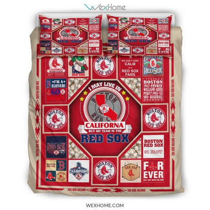 Quilt Red Sox Bedding - Duvet Cover And Pillowcase Set - Unique Design Amazing Gift