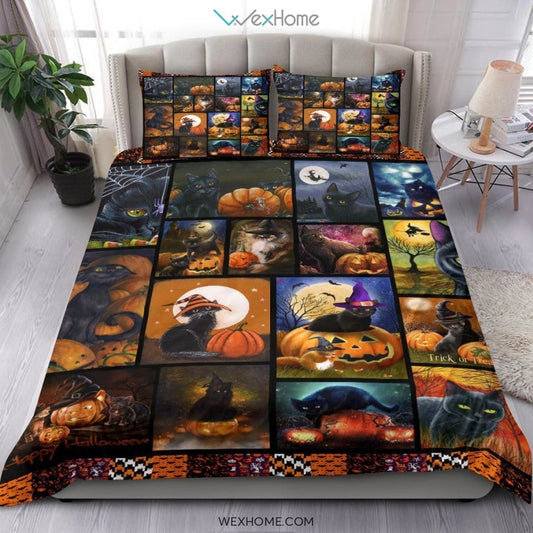 Quilt Cat Halloween Copy Bedding - Duvet Cover And Pillowcase Set - Unique Design Amazing Gift