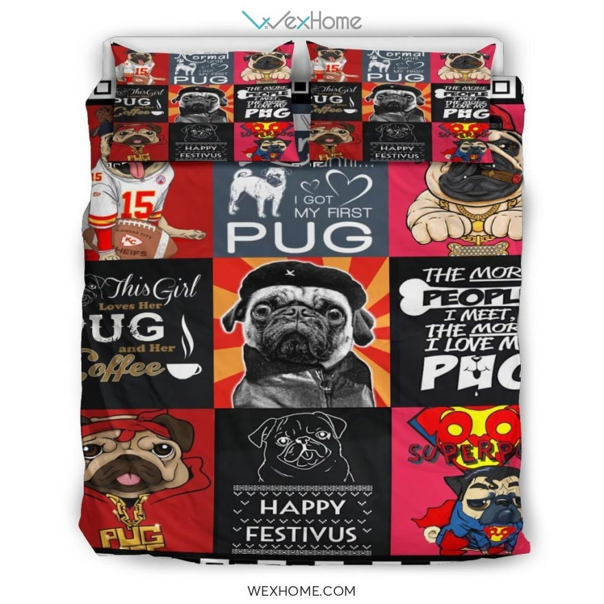 Funny Pug Bedding - Duvet Cover And Pillowcase Set - Unique Design Amazing Gift