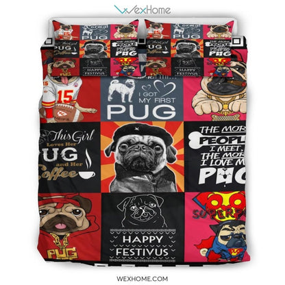 Funny Pug Bedding - Duvet Cover And Pillowcase Set - Unique Design Amazing Gift