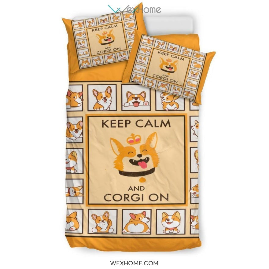 Keep Calm And Corgi On Bedding - Duvet Cover And Pillowcase Set - Unique Design Amazing Gift