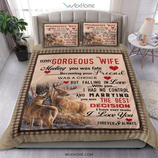 Quilt Deer Bedding - Duvet Cover And Pillowcase Set - Unique Design Amazing Gift