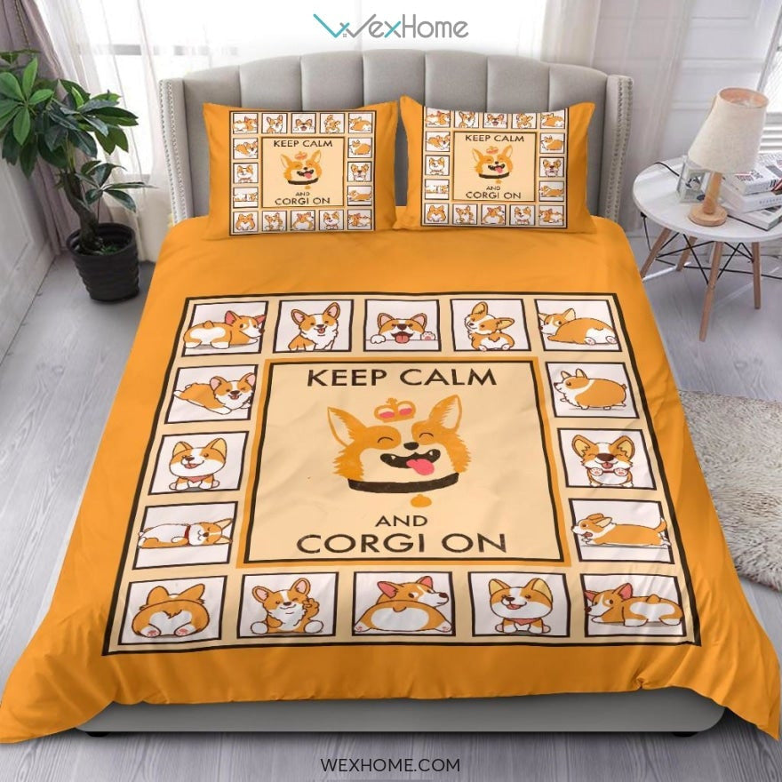 Keep Calm And Corgi On Bedding - Duvet Cover And Pillowcase Set - Unique Design Amazing Gift