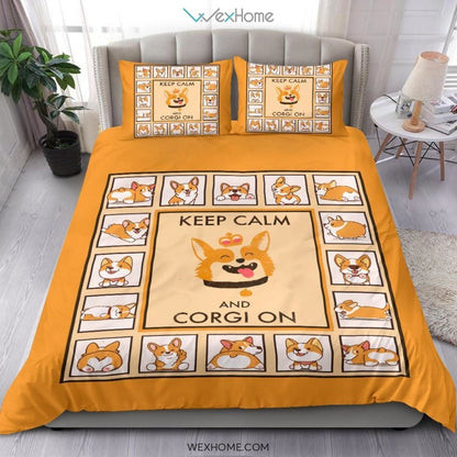 Keep Calm And Corgi On Bedding - Duvet Cover And Pillowcase Set - Unique Design Amazing Gift