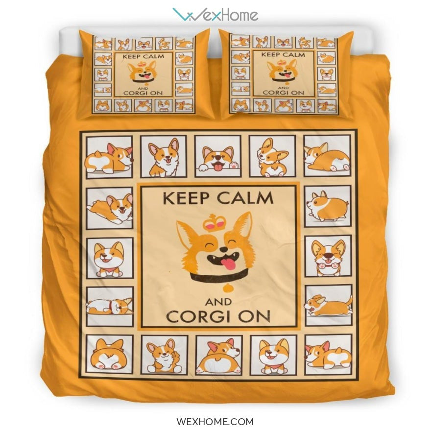 Keep Calm And Corgi On Bedding - Duvet Cover And Pillowcase Set - Unique Design Amazing Gift