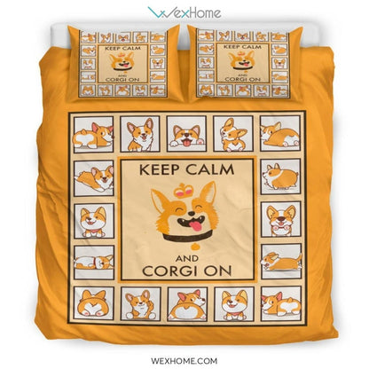 Keep Calm And Corgi On Bedding - Duvet Cover And Pillowcase Set - Unique Design Amazing Gift