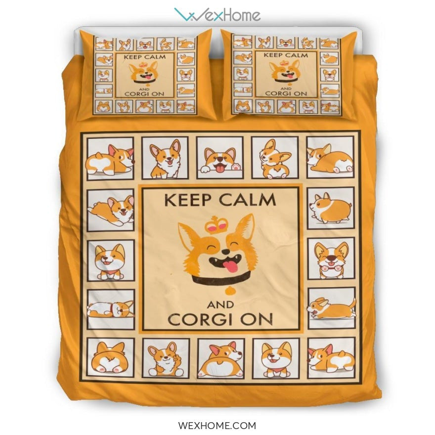 Keep Calm And Corgi On Bedding - Duvet Cover And Pillowcase Set - Unique Design Amazing Gift