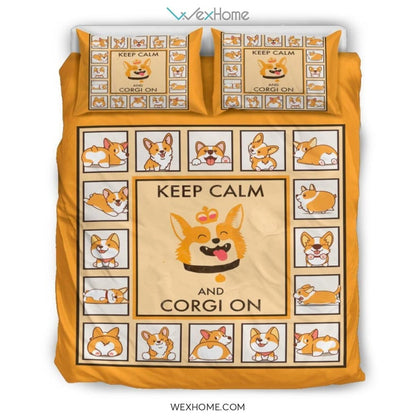 Keep Calm And Corgi On Bedding - Duvet Cover And Pillowcase Set - Unique Design Amazing Gift