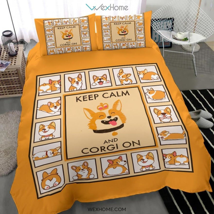 Keep Calm And Corgi On Bedding - Duvet Cover And Pillowcase Set - Unique Design Amazing Gift