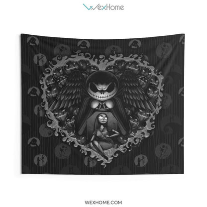 Jack and Sally Cartoon In Heart Indoor Wall Tapestries Unique Gift W1020