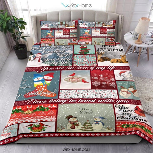 Christmas Snowman Bedding - Duvet Cover And Pillowcase Set - Unique Design Amazing Gift