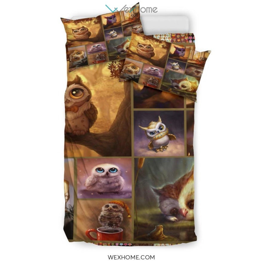 Quilt Owl Art Bedding - Duvet Cover And Pillowcase Set - Unique Design Amazing Gift