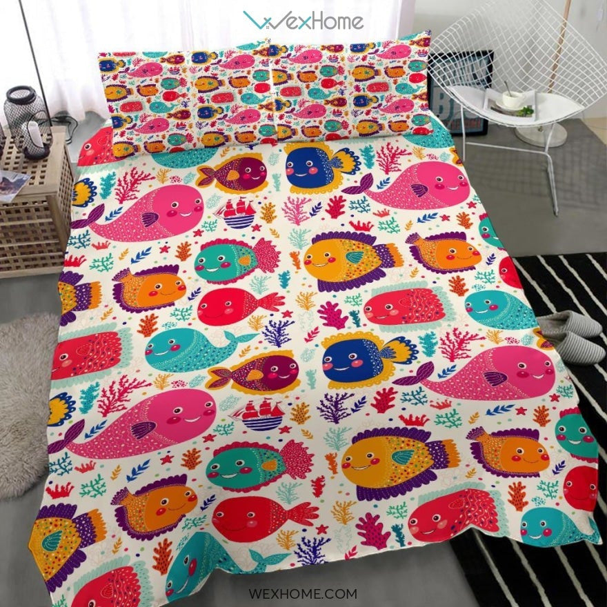 Ocean Pattern Bedding - Duvet Cover And Pillowcase Set - Unique Design Amazing Gift