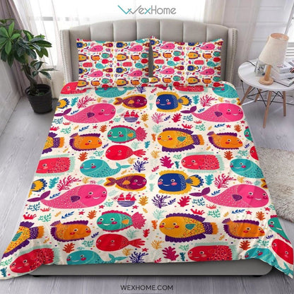 Ocean Pattern Bedding - Duvet Cover And Pillowcase Set - Unique Design Amazing Gift