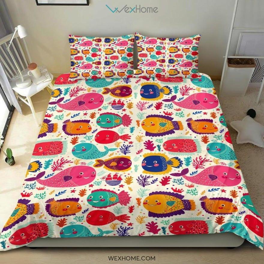 Ocean Pattern Bedding - Duvet Cover And Pillowcase Set - Unique Design Amazing Gift