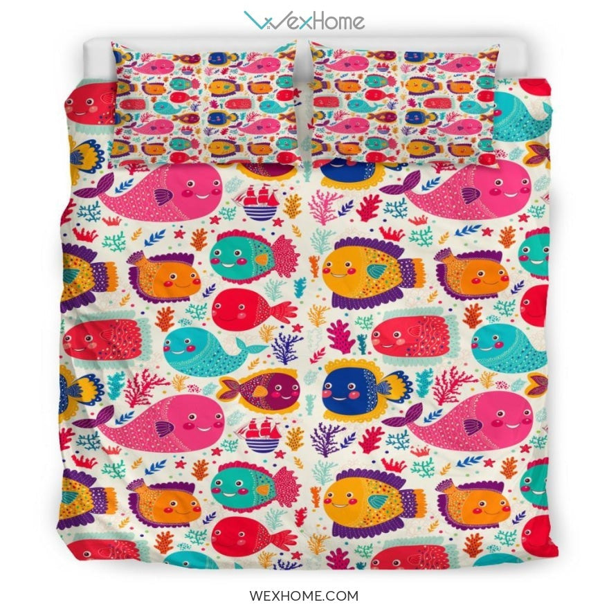 Ocean Pattern Bedding - Duvet Cover And Pillowcase Set - Unique Design Amazing Gift