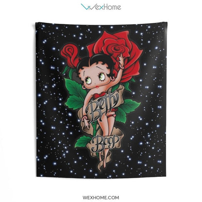 Betty Boop Cartoon Sexy Lady With Rose Indoor Wall Tapestries Unique Gift W1020