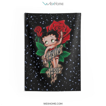Betty Boop Cartoon Sexy Lady With Rose Indoor Wall Tapestries Unique Gift W1020