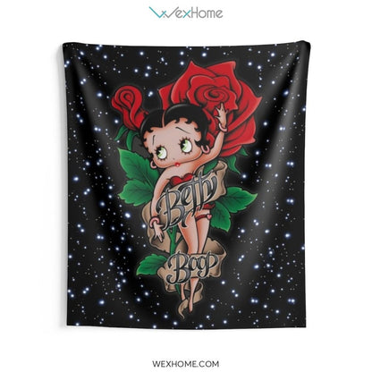 Betty Boop Cartoon Sexy Lady With Rose Indoor Wall Tapestries Unique Gift W1020