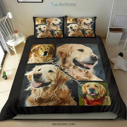 Golden Retriever Bedding - Duvet Cover And Pillowcase Set - Unique Design Amazing Gift