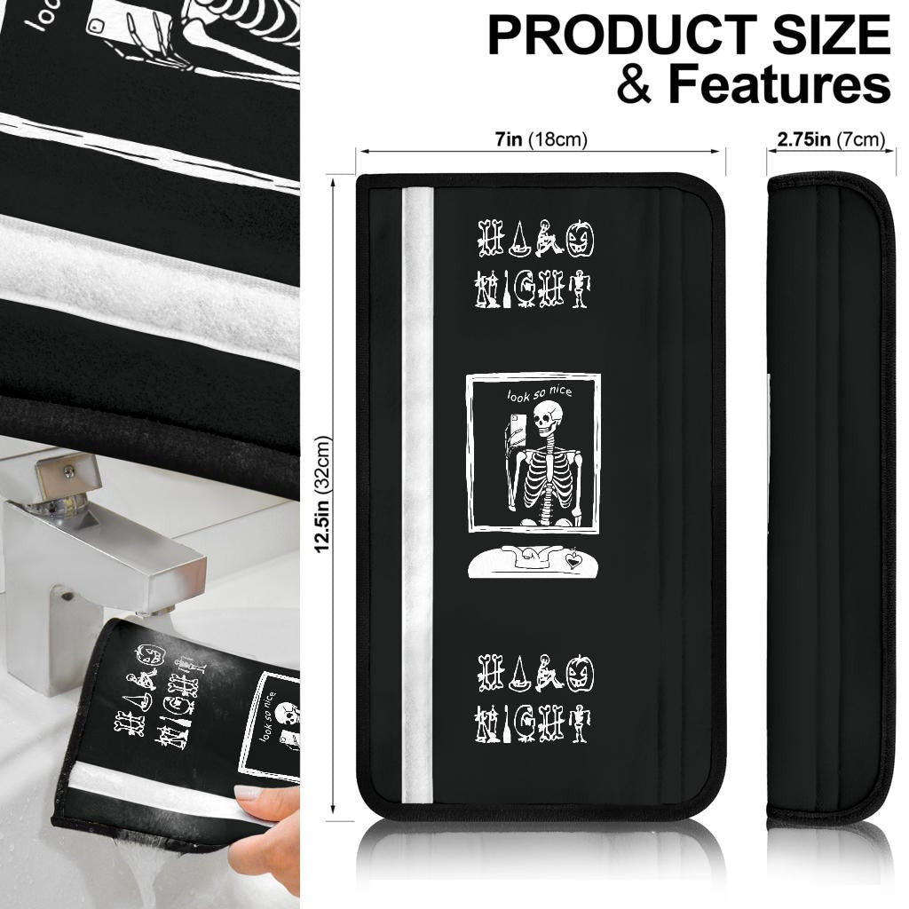 Halloween Seat Belt Covers | Halo Night Skeleton Mirror Selfie Belt Covers
