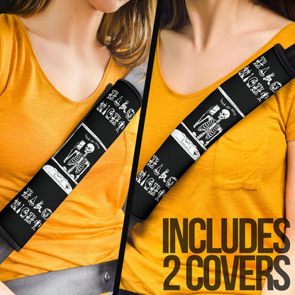 Halloween Seat Belt Covers | Halo Night Skeleton Mirror Selfie Belt Covers