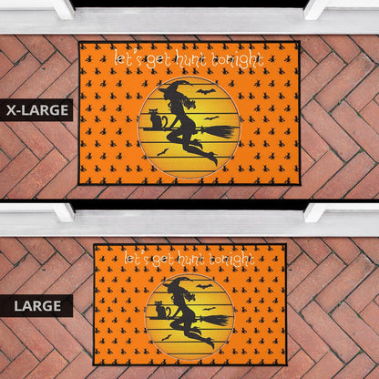 Halloween Door Mat | Witch On Broom And Cat Silhouette Patterns Door Mat Home Decor