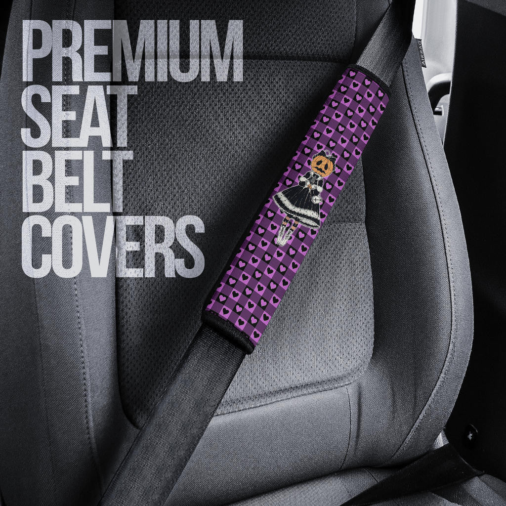 Halloween Seat Belt Covers | Maid Girl With Pumpkin Head Heart Patterns Belt Covers