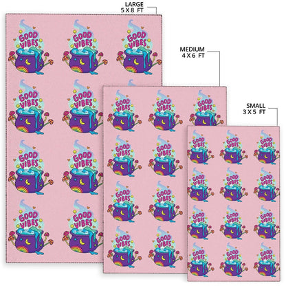 Halloween Area Rug | Good Vibes Witch Bowl Patterns Colorful Pink Rugs Home Decor
