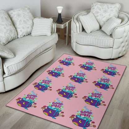 Halloween Area Rug | Good Vibes Witch Bowl Patterns Colorful Pink Rugs Home Decor