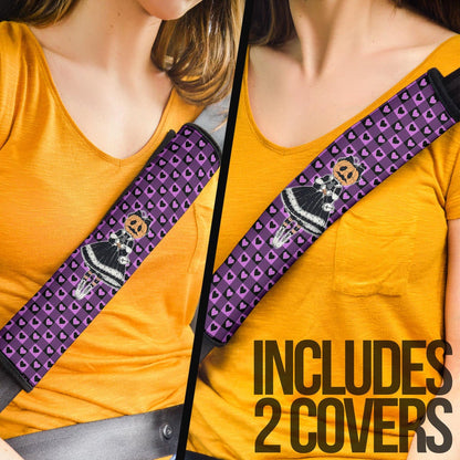 Halloween Seat Belt Covers | Maid Girl With Pumpkin Head Heart Patterns Belt Covers