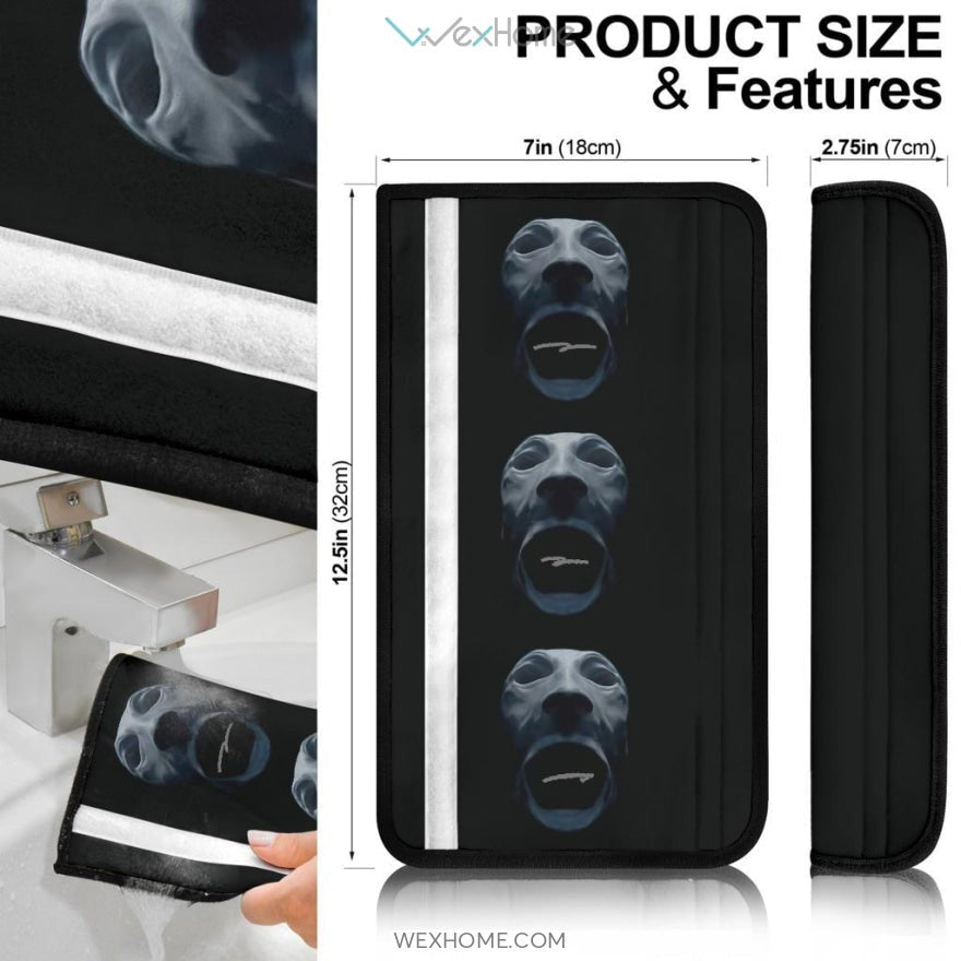 Horror Movie Seat Belt Covers | Scary Soul Face White Fabric Belt Covers