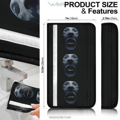 Horror Movie Seat Belt Covers | Scary Soul Face White Fabric Belt Covers