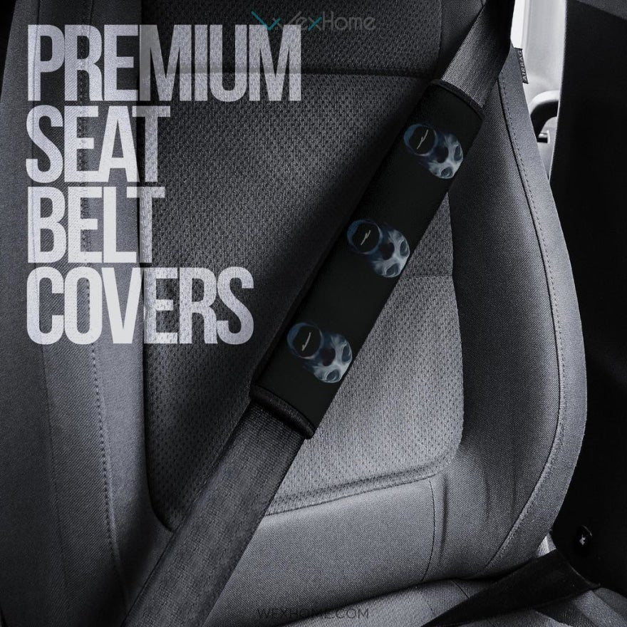Horror Movie Seat Belt Covers | Scary Soul Face White Fabric Belt Covers