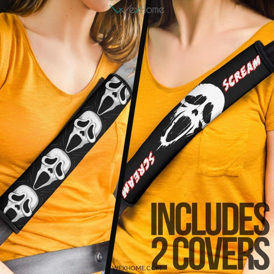 Horror Movie Seat Belt Covers | Scary Scream Ghost Face Patterns Belt Covers