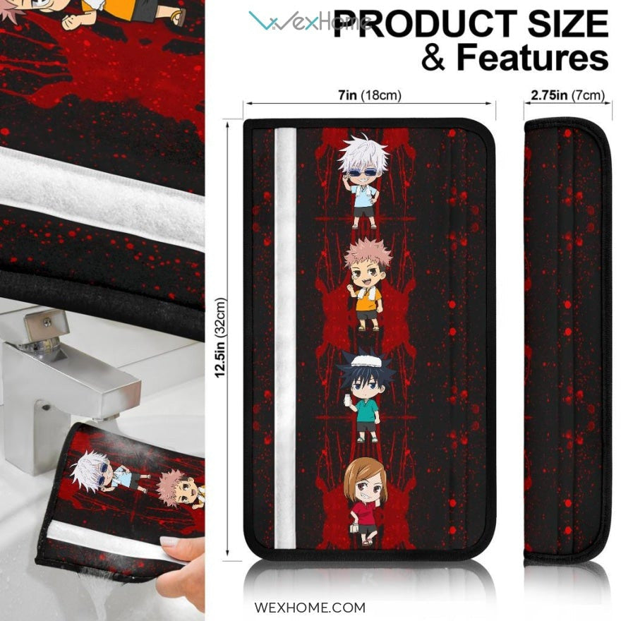 Jujutsu Kaisen Anime Seat Belt Covers | JJK Chibi Funny Characters Belt Covers