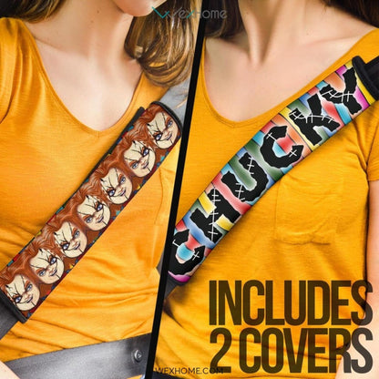 Horror Movie Seat Belt Covers | Chucky Face Smiling Patterns Belt Covers