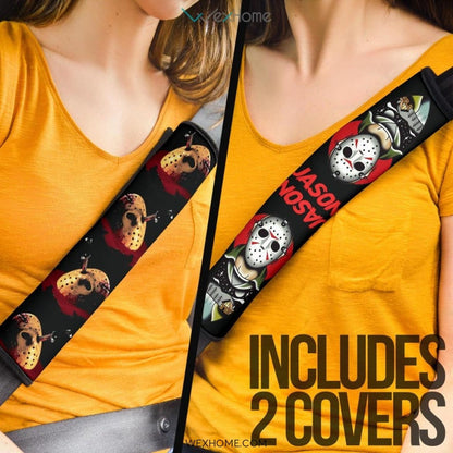 Horror Movie Seat Belt Covers | Knife On Jason Mask Bleeding Belt Covers
