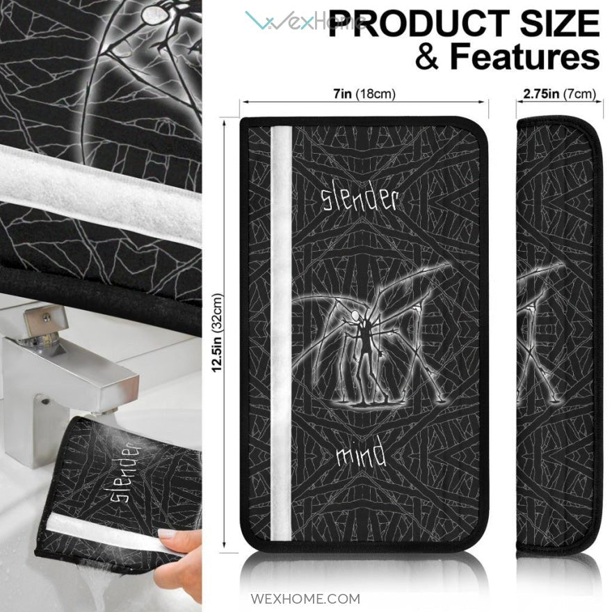 Horror Movie Seat Belt Covers | Slender Man Mind Black And White Belt Covers