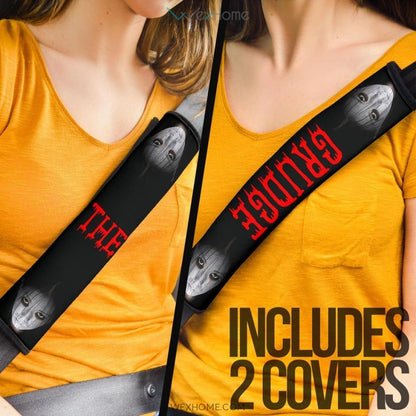 Horror Movie Seat Belt Covers | The Grudge Female Face Black White Belt Covers